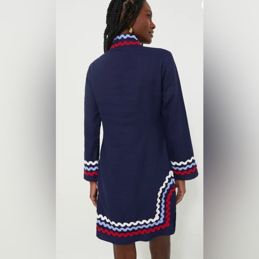 Sail to Sable Navy Red White & Blue Long Sleeve Classic Tunic Dress Size 10 EUC - Picture 2 of 13